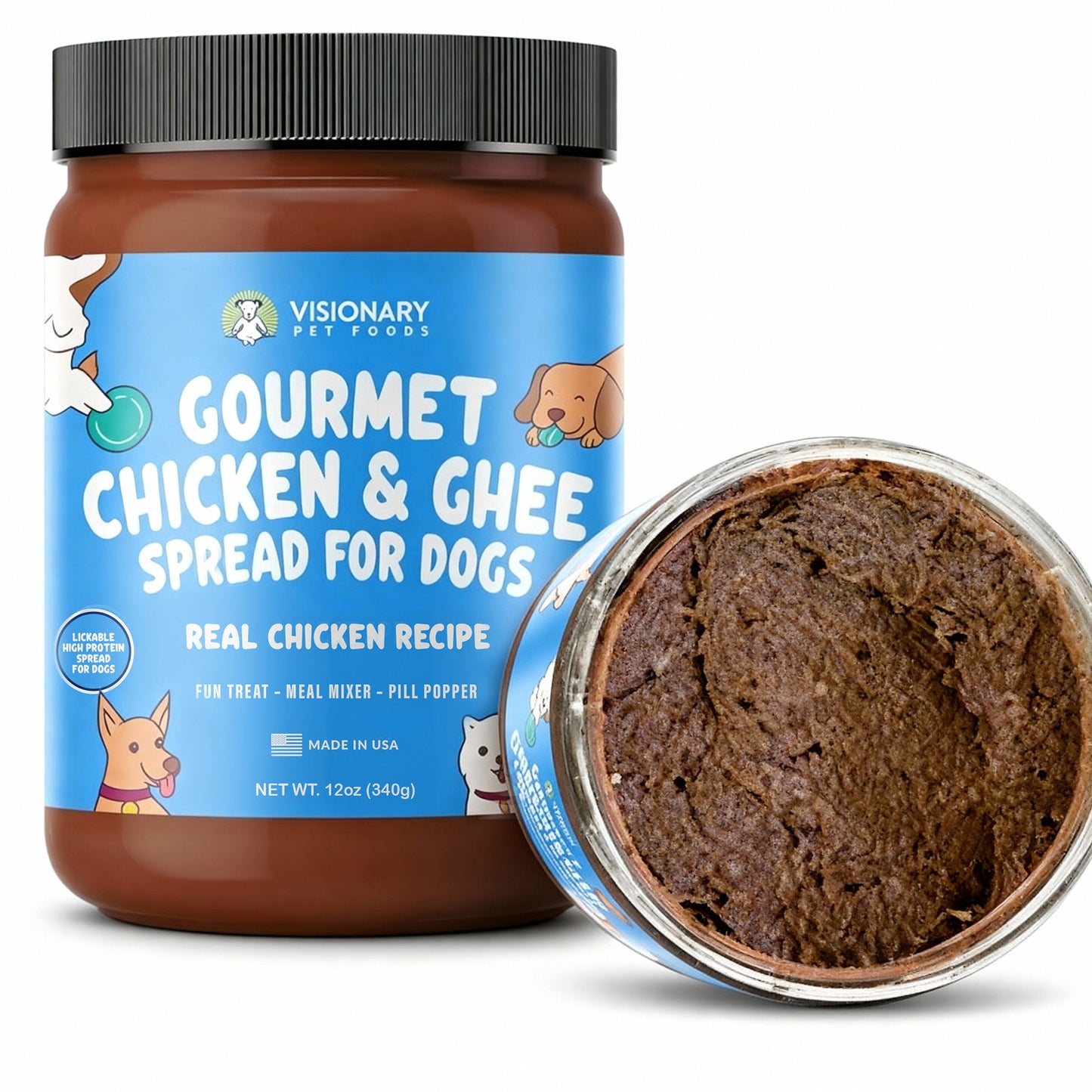 Chicken & Ghee Dog Meat Spread – High-Protein, Low-Carb Keto Treat | 12oz Jar Dog Treat Visionary Pet Foods