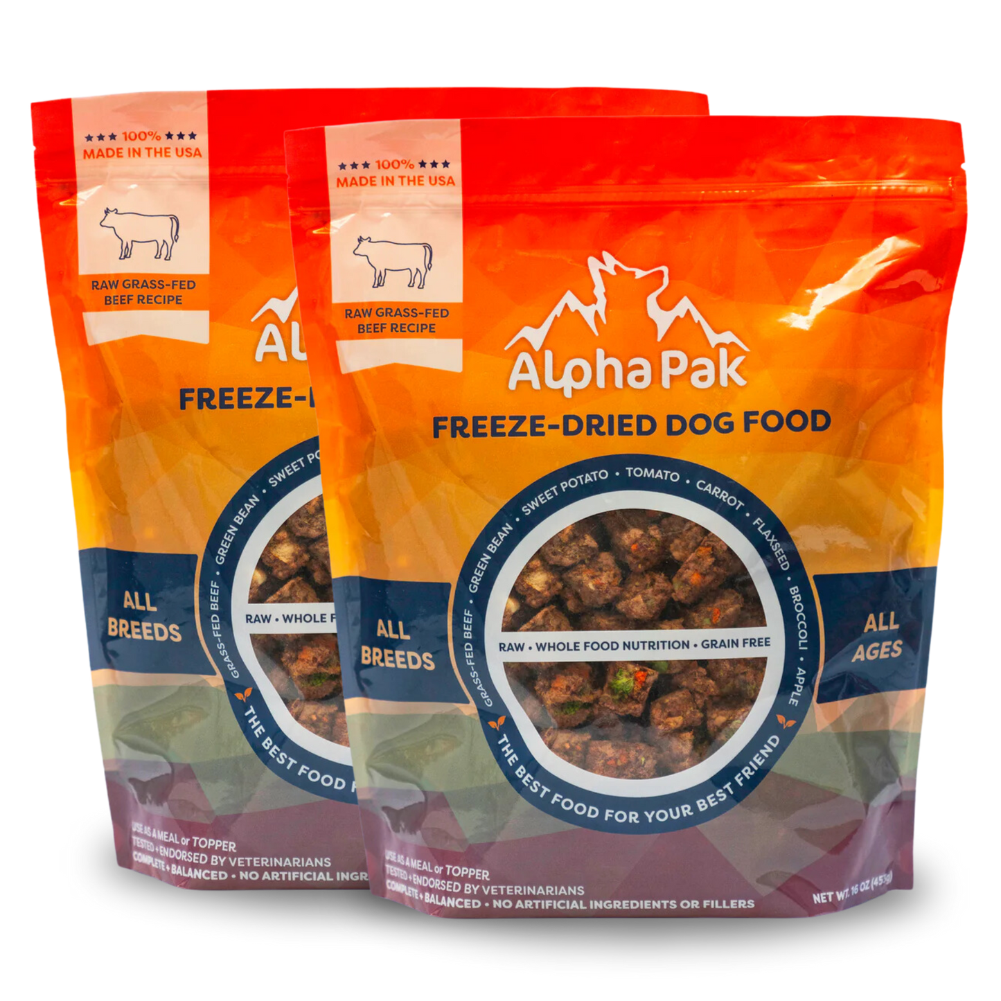 PREMIUM RAW FREEZE DRIED DOG FOOD BEEF 2 Bags freeze dried dog food Alpha Pak