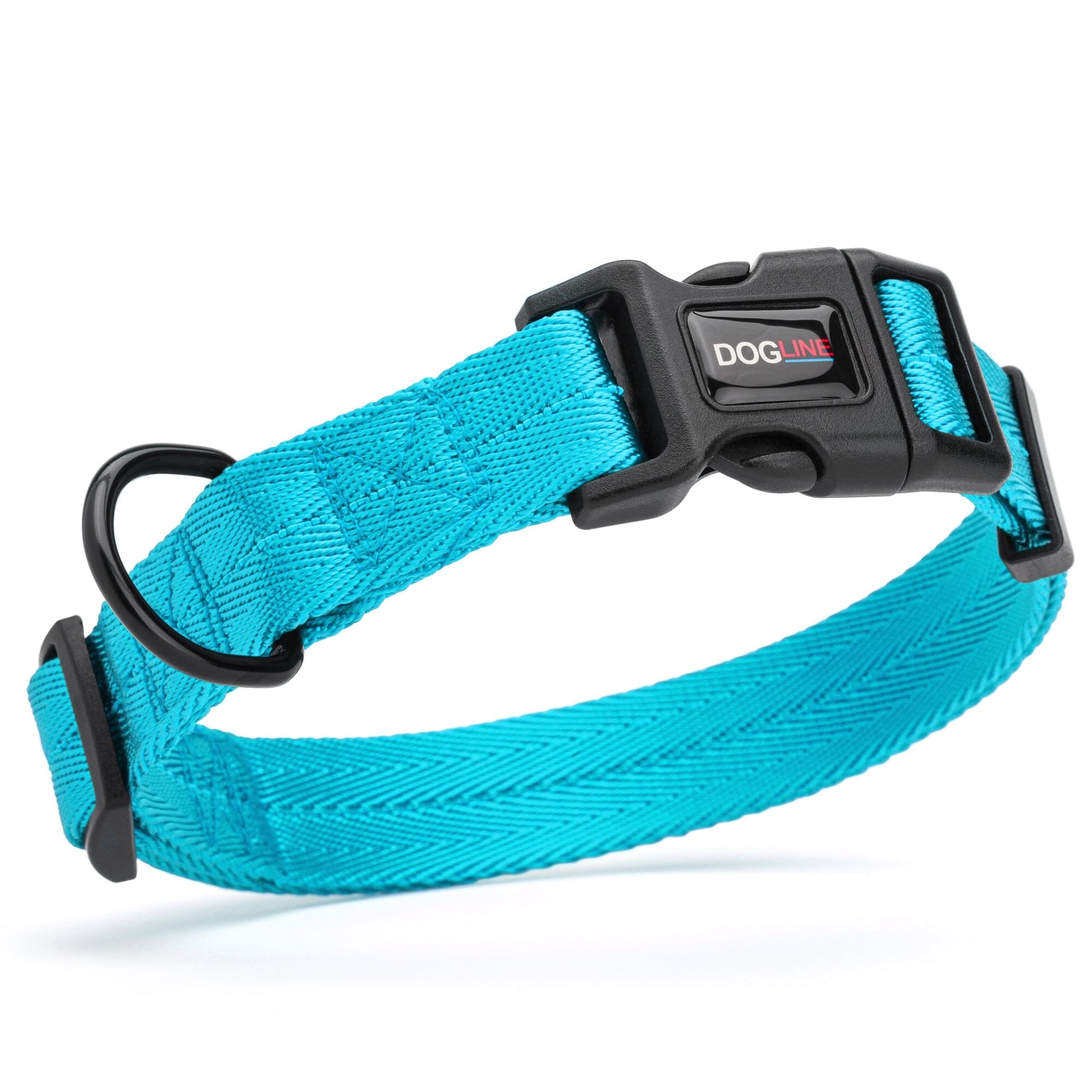 Nylon Flat Dog Collar Cyan Dog Collars Dogline