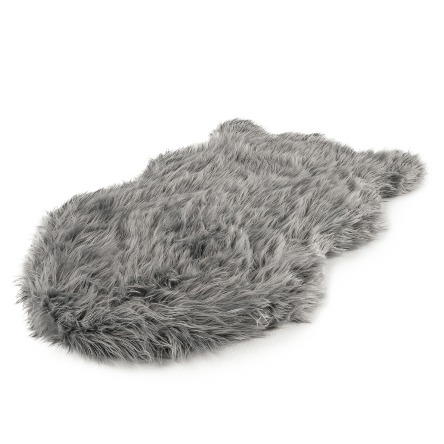 PupRug by Paw.com® Faux Fur Orthopedic Dog Bed - Curve Charcoal Grey Dog Beds Paw