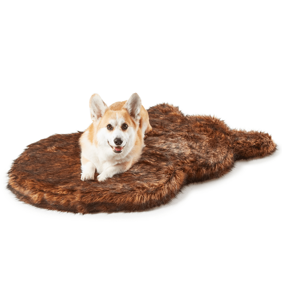 PupRug by Paw.com® Faux Fur Orthopedic Dog Bed - Curve Brown Dog Beds Paw