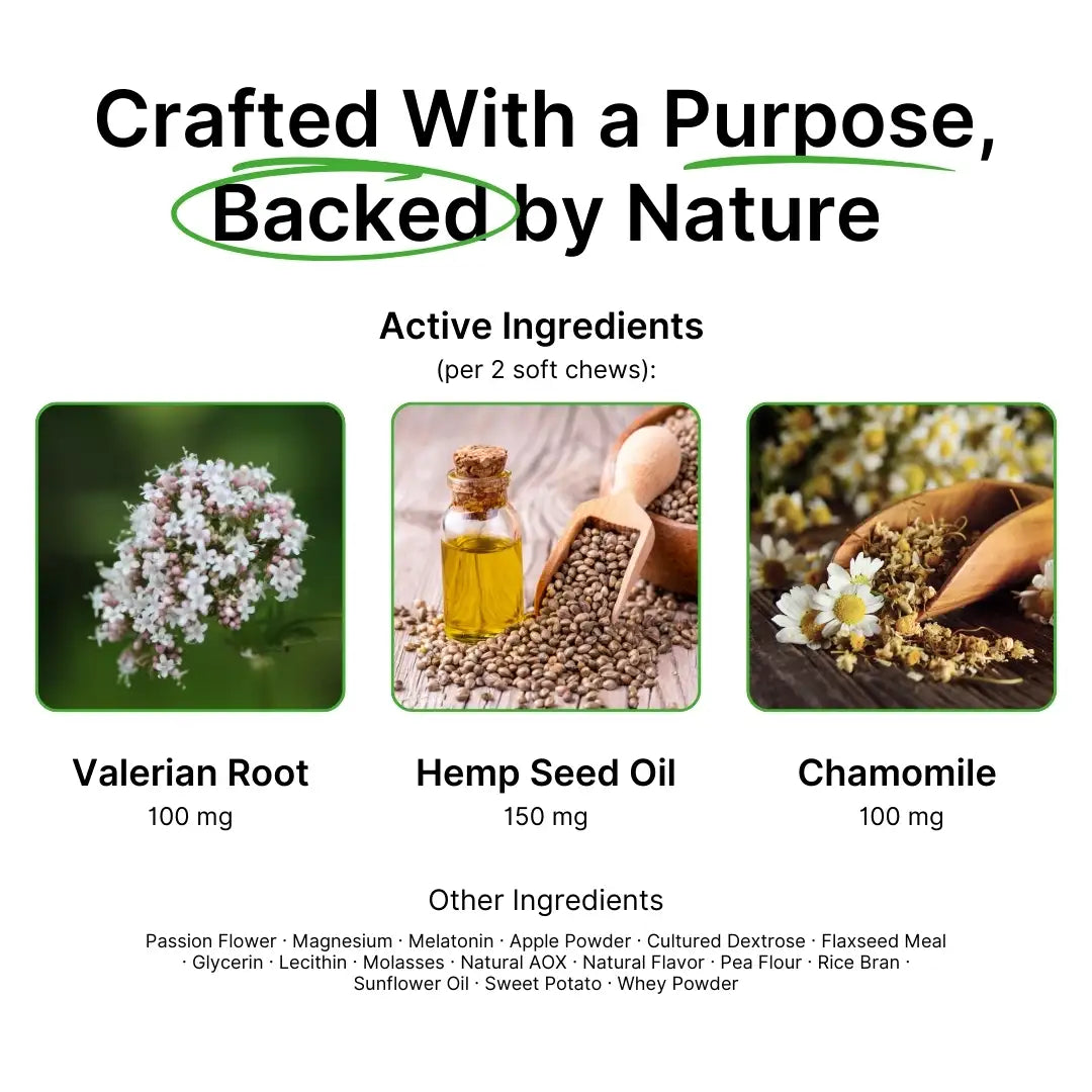 Calming Support With Hemp For Dogs 9oz Jar (120 Count) Dog Soft Chews Dogline