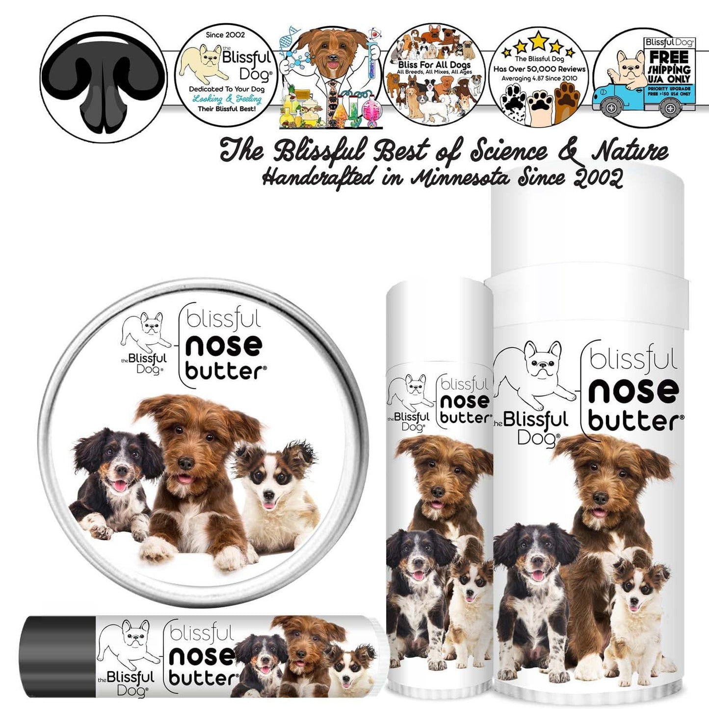 3 Cute Puppies Nose Butter NOSE BUTTER® The Blissful Dog