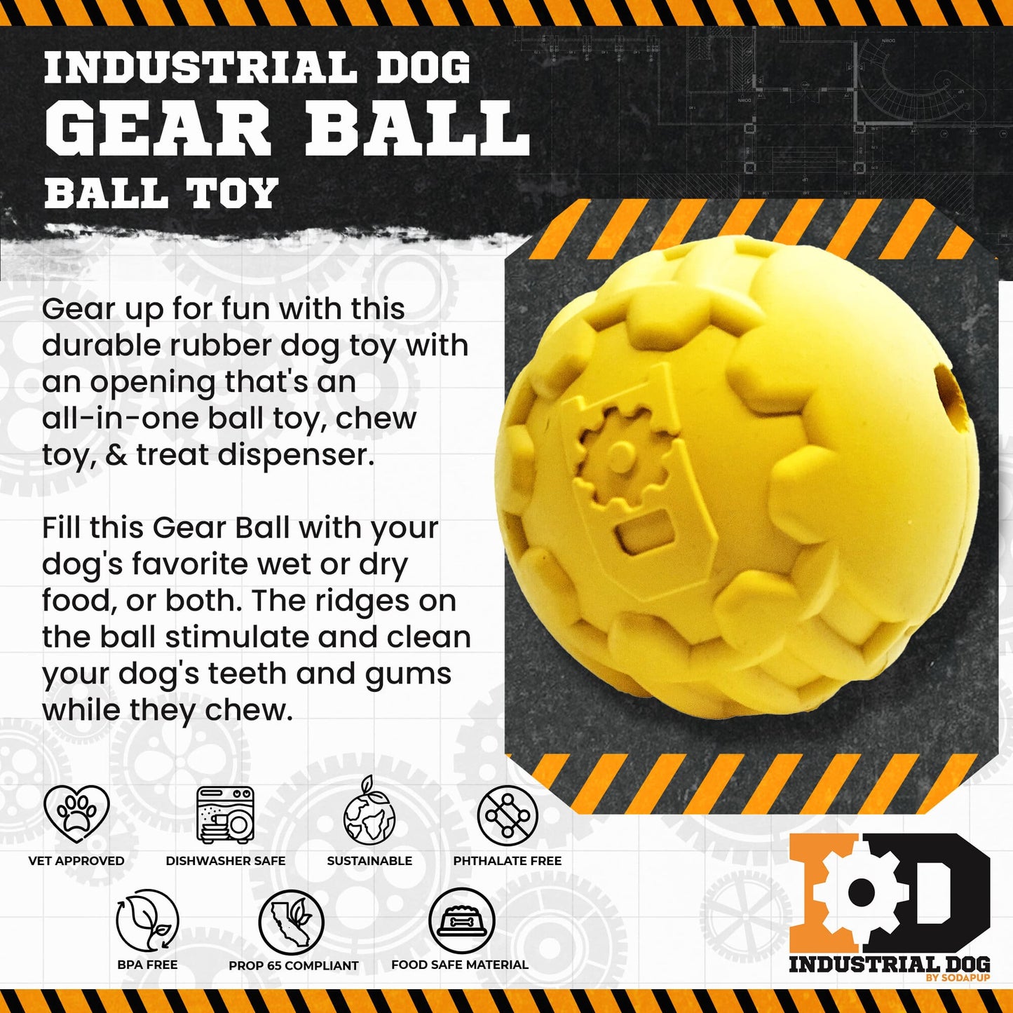 ID Ball Durable Rubber Chew Ball Rubber Dog Toys SodaPup/True Dogs, LLC