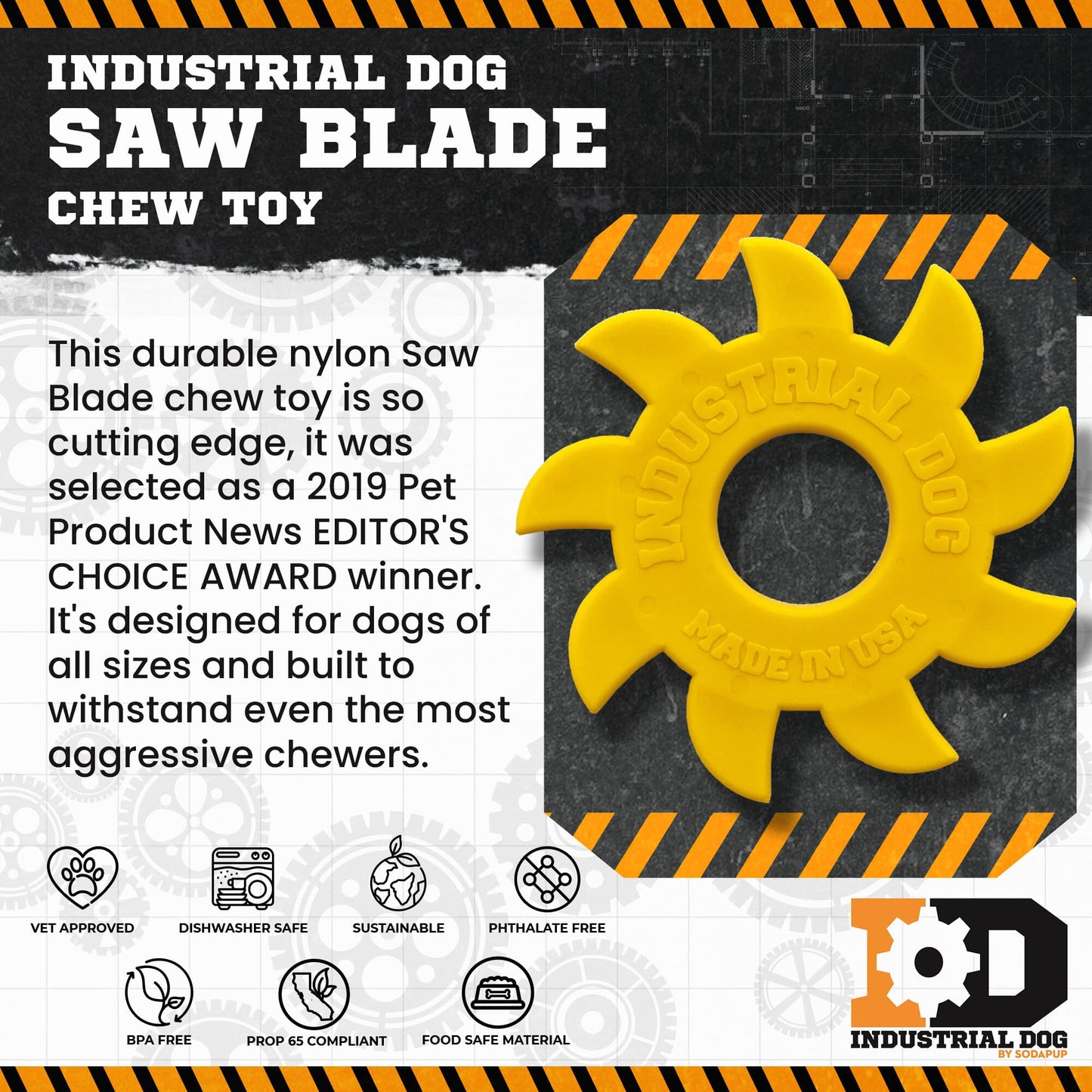 Circular Saw Blade Ultra Durable Nylon Dog Chew Toy Nylon Dog Toys SodaPup/True Dogs, LLC