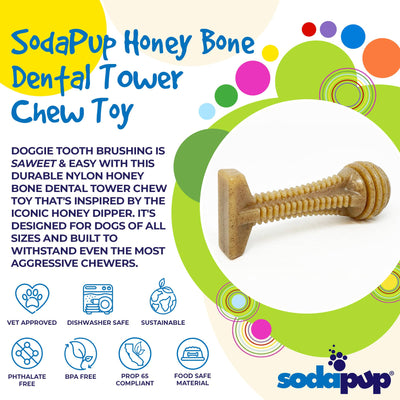Honey Bone Dental Tower eChew Ultra Durable Nylon Dog Chew Toy - original Nylon Dog Toys SodaPup/True Dogs, LLC