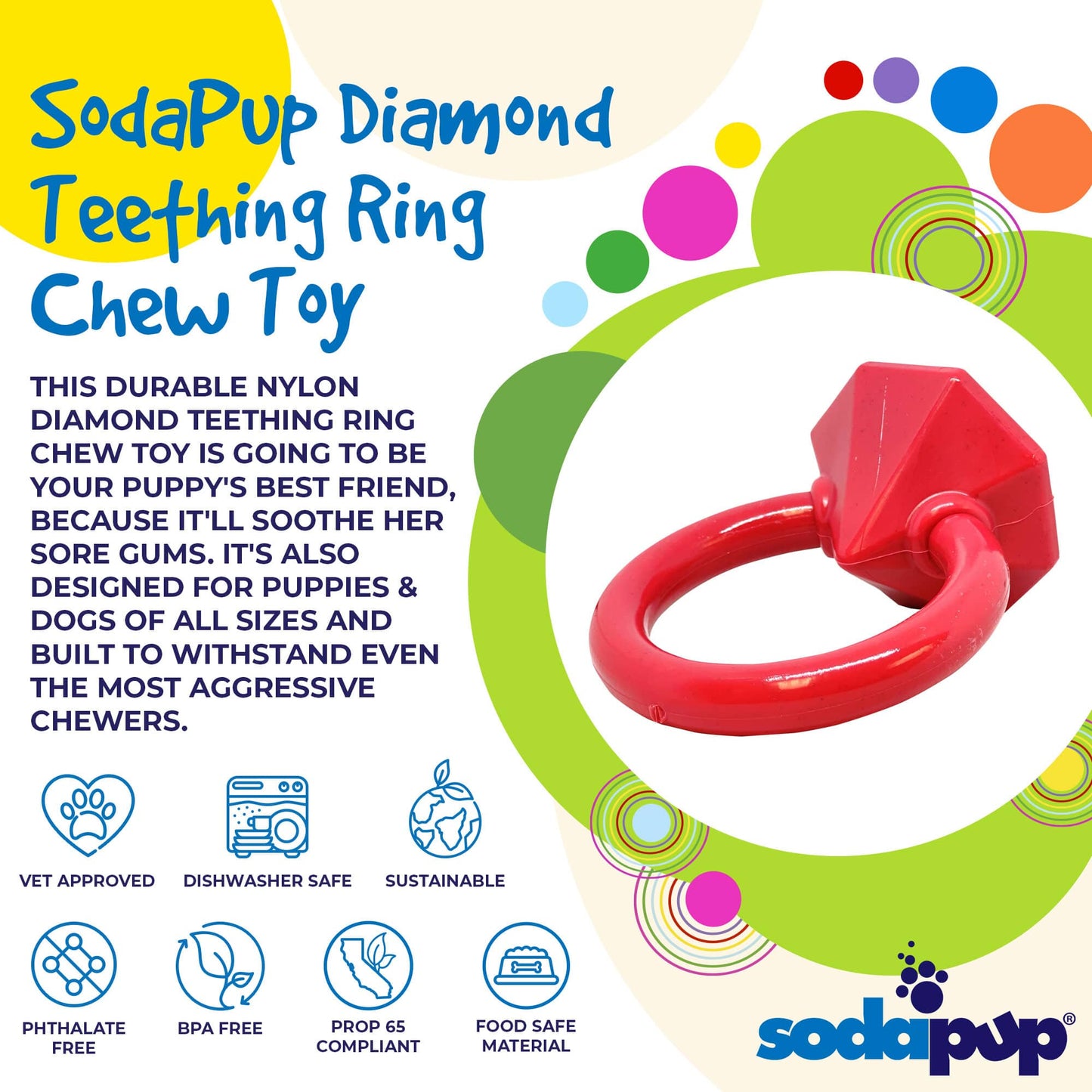 Diamond Ring Durable Teething Ring Nylon Dog Toys SodaPup/True Dogs, LLC