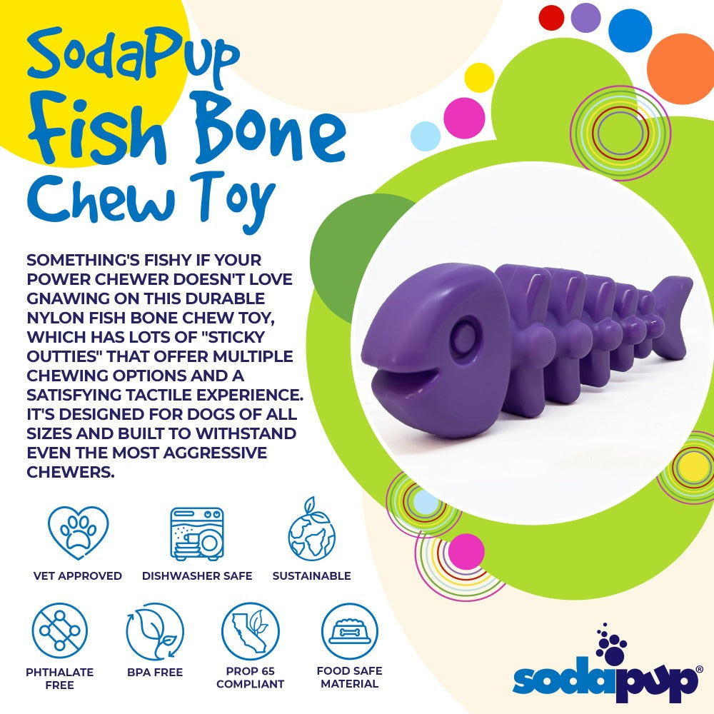 Fish Bone Nylon Dog Toy for Aggressive Chewers | USA Made | SodaPup Nylon Dog Toys SodaPup/True Dogs, LLC