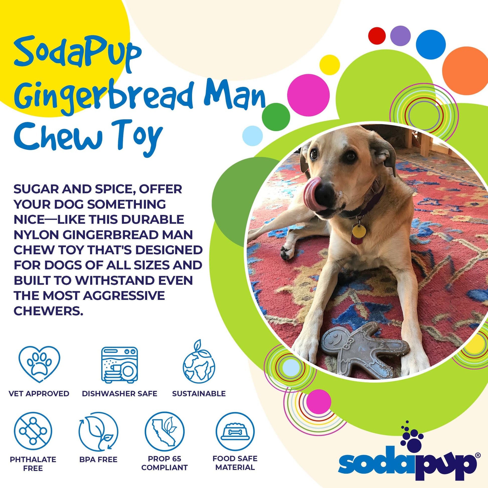 Gingerbread Man Ultra Durable Nylon Dog Chew Toy Nylon Dog Toys SodaPup/True Dogs, LLC