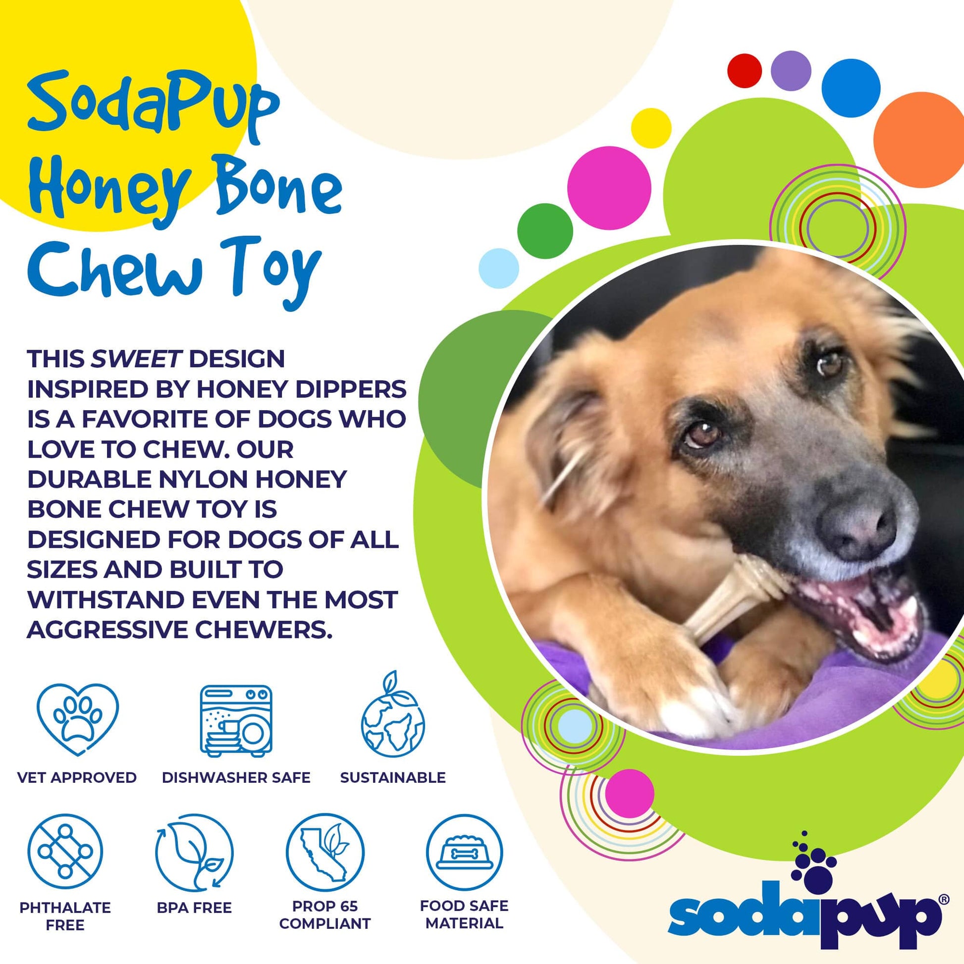 Honey Bone eChew Ultra Durable Nylon Dog Chew Toy Nylon Dog Toys SodaPup/True Dogs, LLC