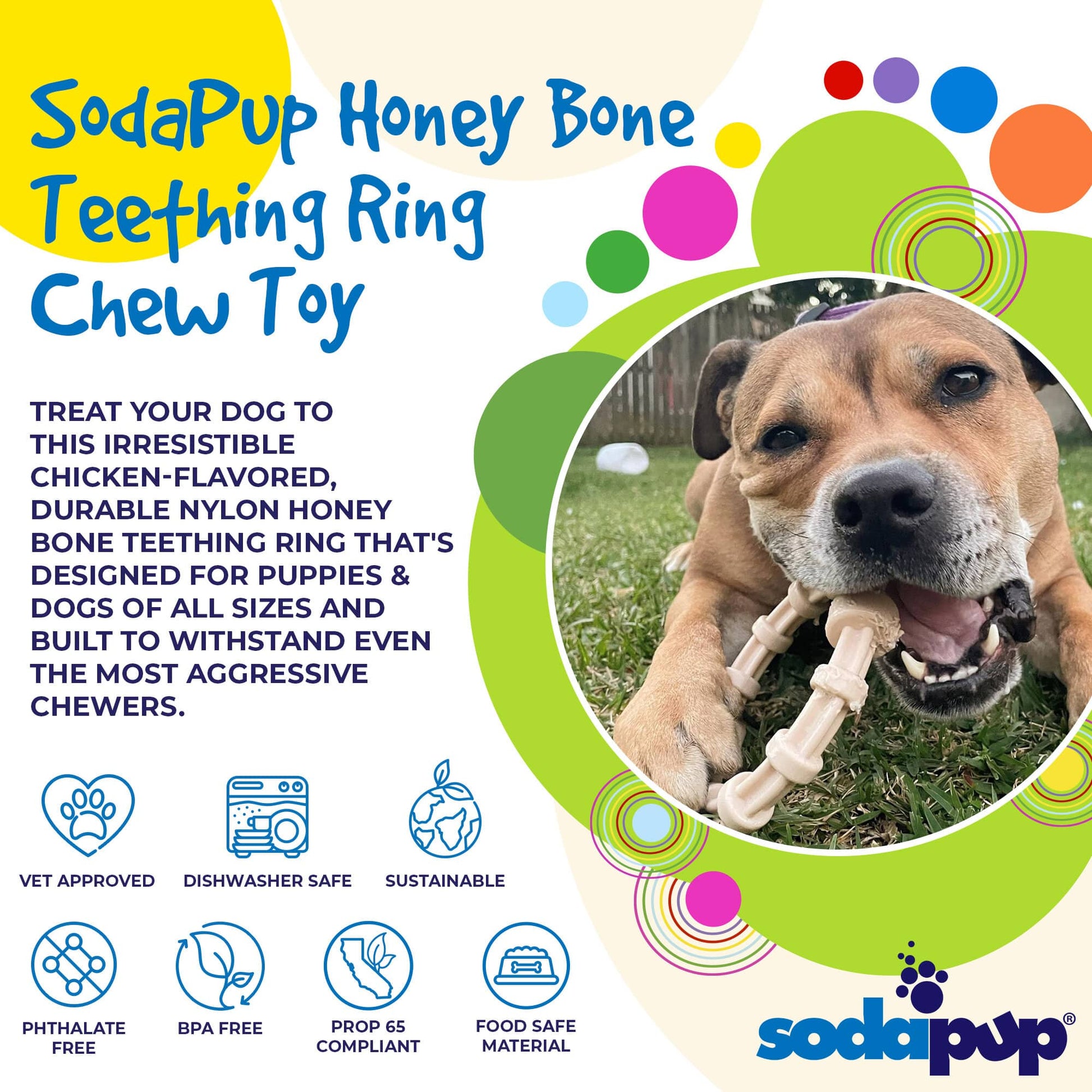 Chicken Flavored Teething Ring for Puppies & Aggressive Chewers | USA Made Nylon Dog Toys SodaPup/True Dogs, LLC