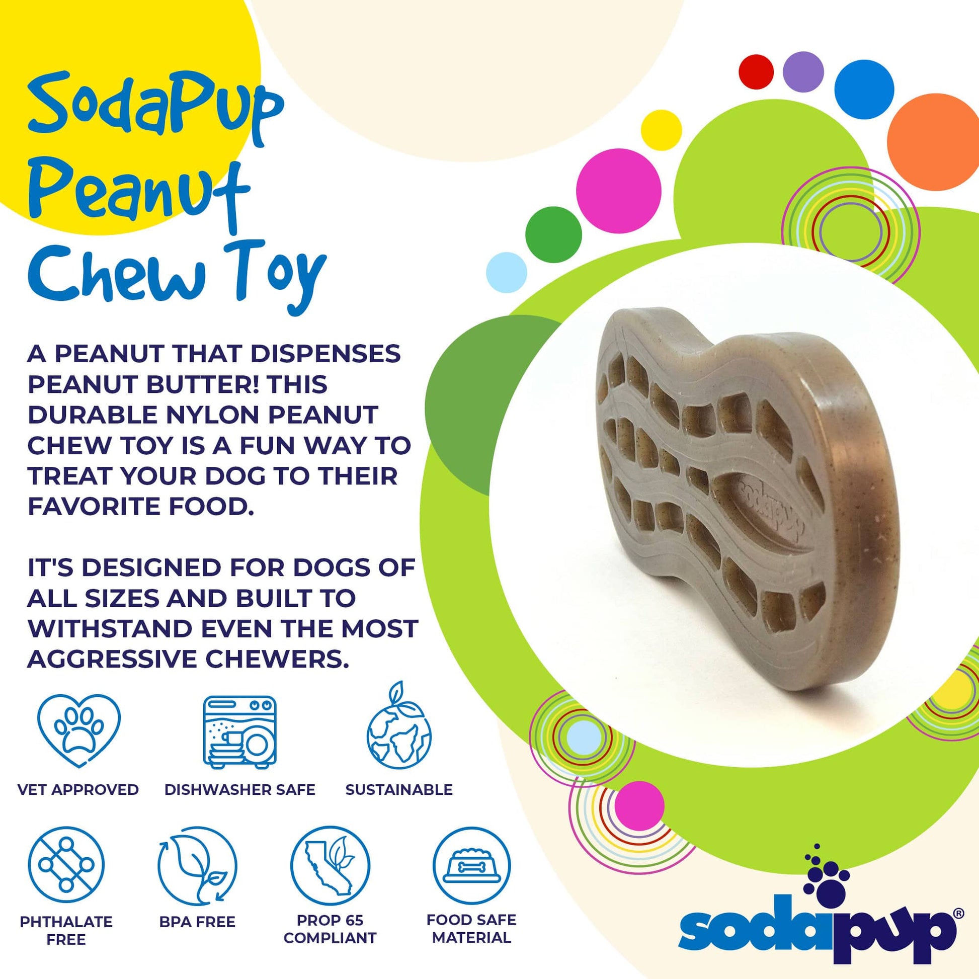 Peanut Nylon Dog Chew Toy | Ultra-Durable for Aggressive Chewers | SodaPup Nylon Dog Toys SodaPup/True Dogs, LLC