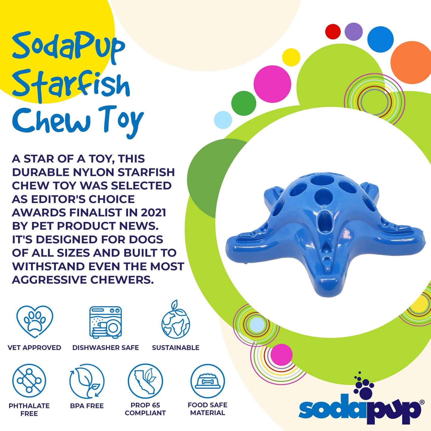 Starfish Nylon Dog Chew Toy for Aggressive Chewers | USA Made | SodaPup Nylon Dog Toys SodaPup/True Dogs, LLC