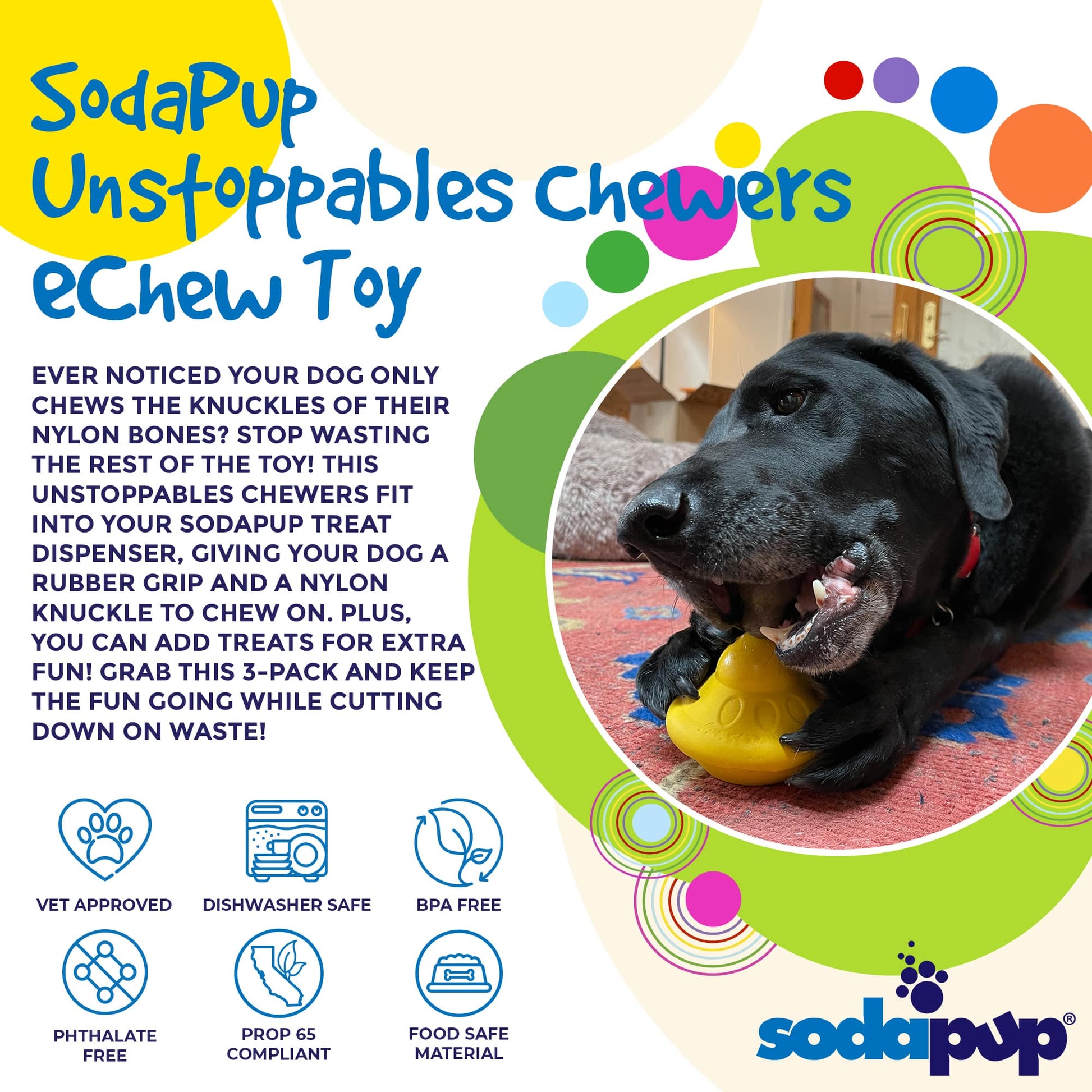 Unstoppables Chewers for SodaPup Rubber Treat Dispensers - 3 Pack Nylon Dog Toys SodaPup/True Dogs, LLC