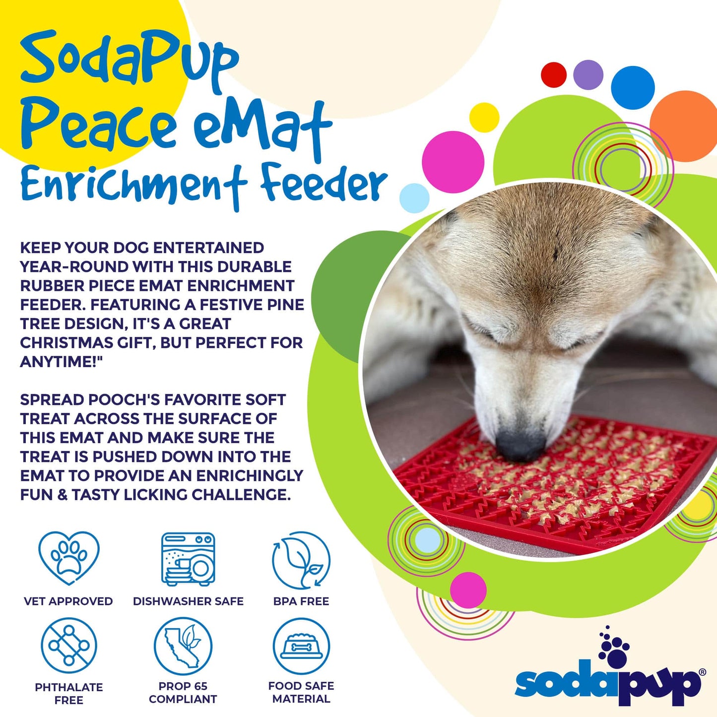 "Peace" Christmast Tree Dog Lick Mat | eMat Enrichment Lick Mat | SodaPup EMAT SodaPup/True Dogs, LLC