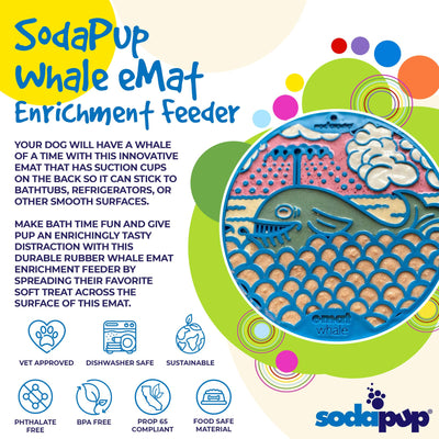 Whale Dog Lick Mat with Suction Cups | eMat Enrichment Toy | USA Made EMAT SodaPup/True Dogs, LLC