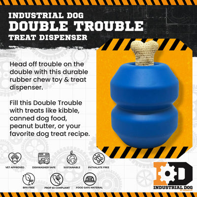 Double Trouble Durable Rubber Chew Toy and Treat Dispenser Rubber Dog Toys SodaPup/True Dogs, LLC