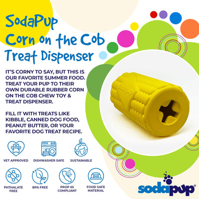 Corn on the Cob eDispenser Durable Rubber Treat Dispenser Rubber Dog Toys SodaPup/True Dogs, LLC