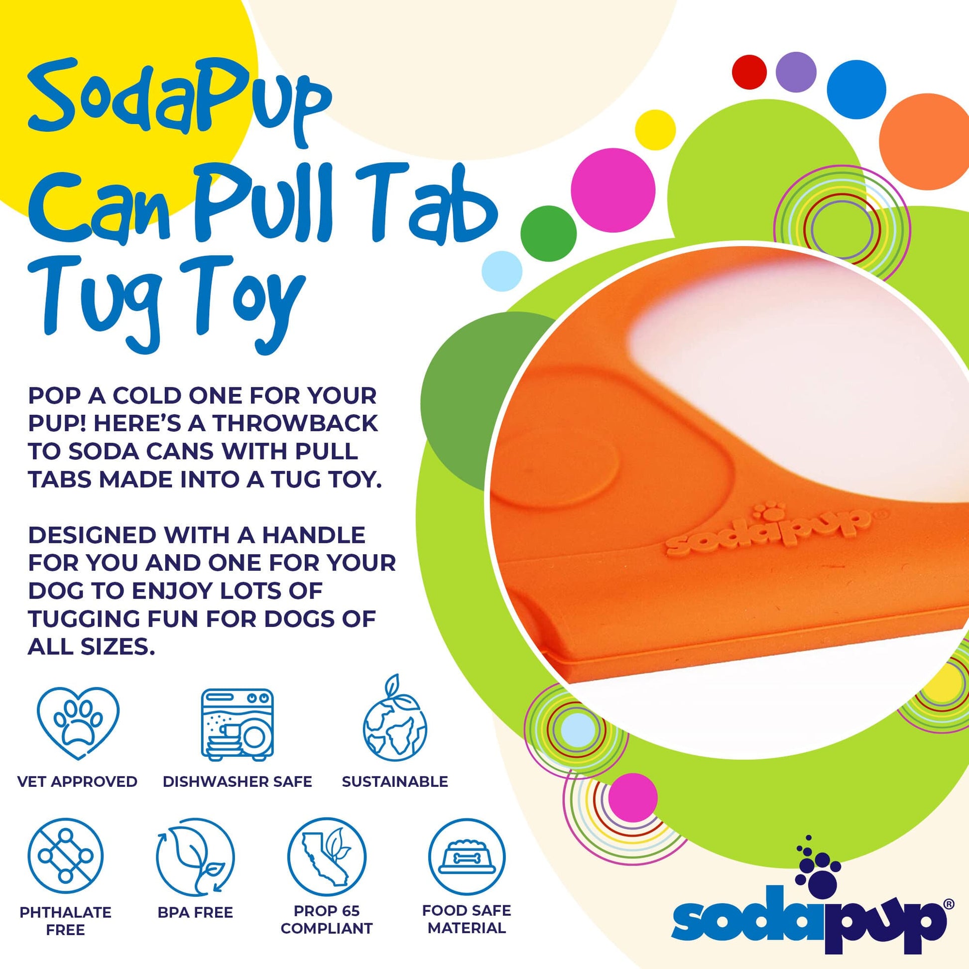 Pop Top Rubber Tug Toy for Interactive Play Rubber Dog Toys SodaPup/True Dogs, LLC