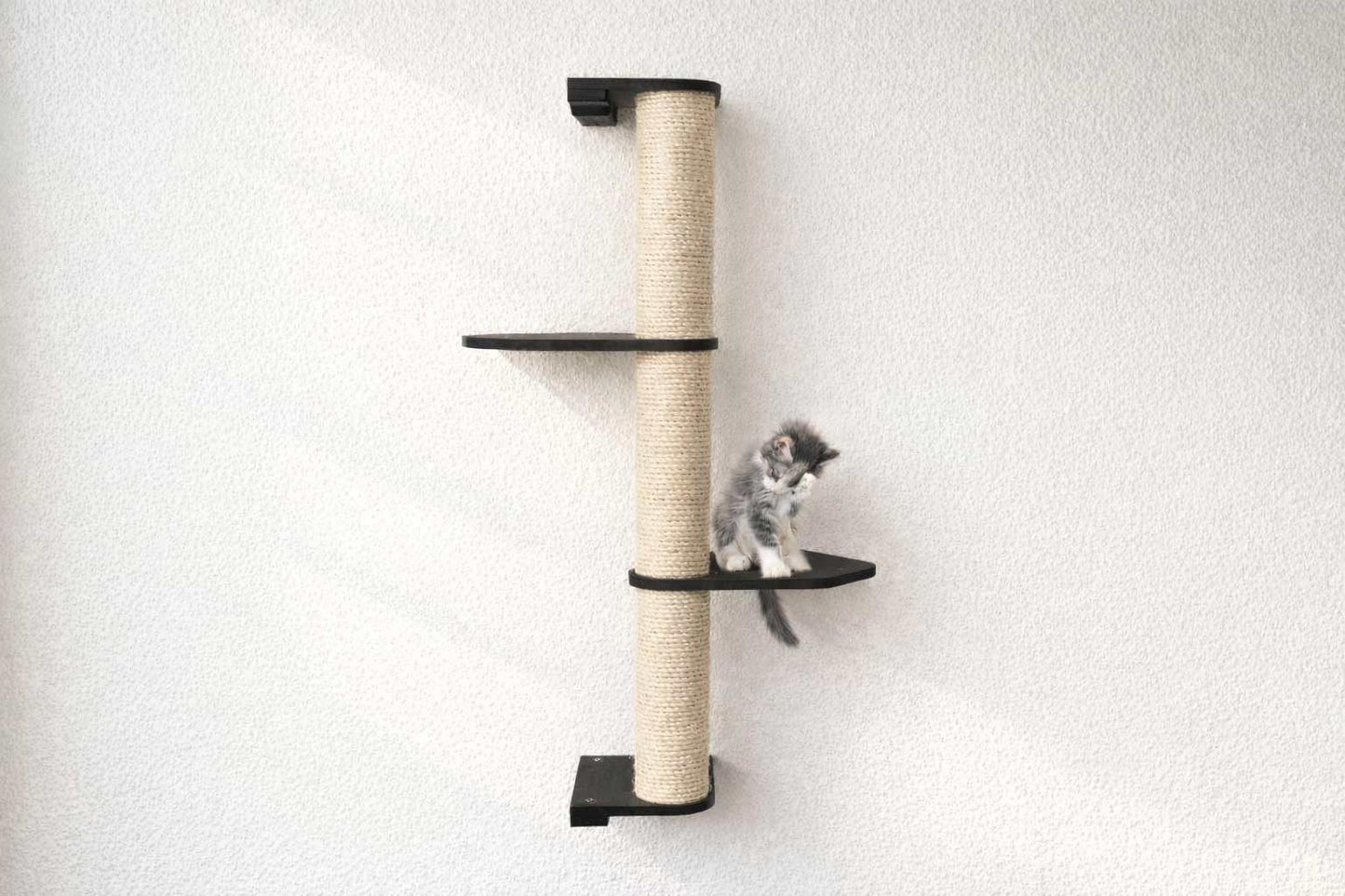 Wall Mounted Cat Climbing Pole - Sisal Onyx Bamboo 3-Tier Leaf Shelf No Cork Pad Cat Scratcher Catastrophic Creations