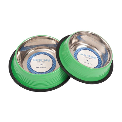 Country Living Set of 2 Ribbed Non-Slip Pet Bowls – Irish Green 64 oz Ribbed Bowls American Pet Supplies