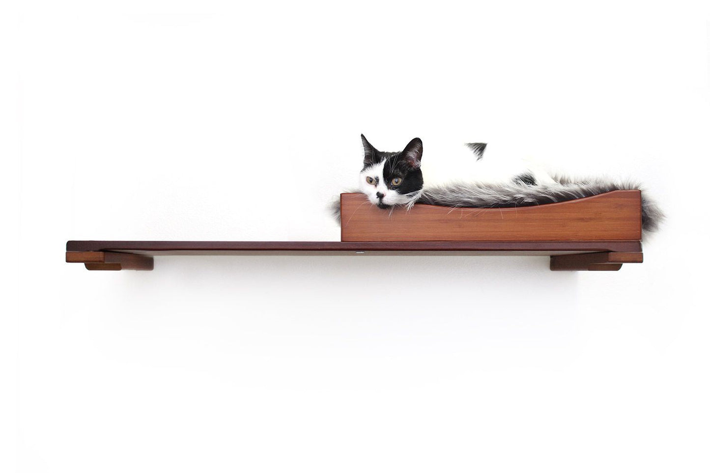 The Cat Nest Bed English Chestnut Bamboo Gray Plush 34" Solid Shelf Cat shelves/bed Catastrophic Creations