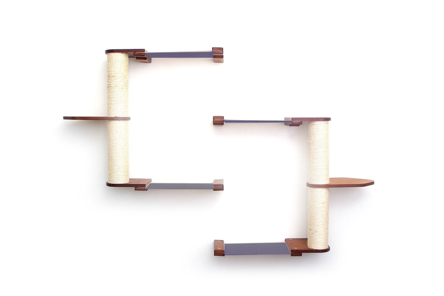 The Catacombs - Cat Tree Scratching Post System English Chestnut Bamboo Charcoal Gray Canvas 16" Cat Condo Catastrophic Creations