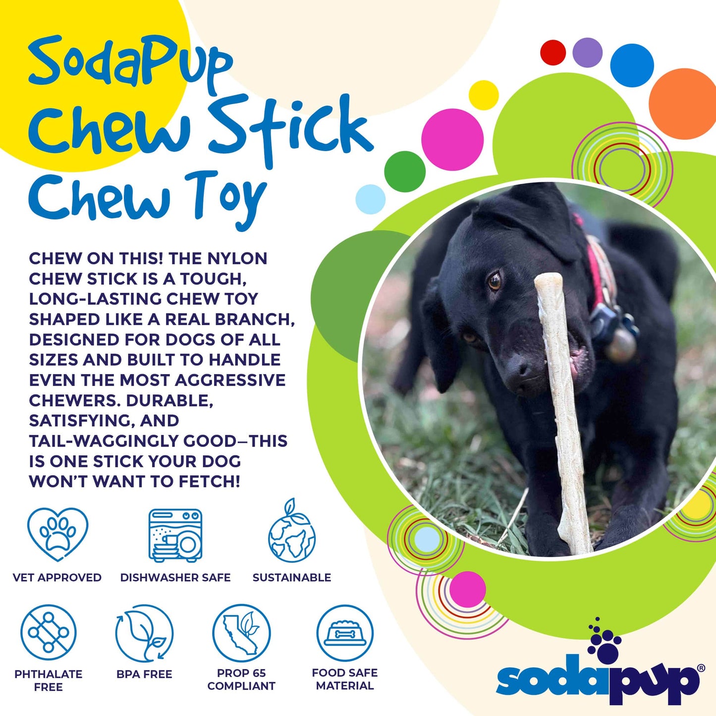 Durable Nylon Chew Stick for Power Chewers | Indestructible Dog Toy USA Nylon Dog Toys SodaPup/True Dogs, LLC