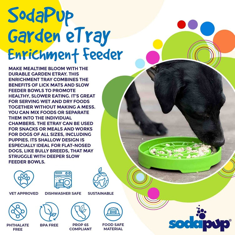 Garden Design eTray - Shallow Slow Feeder Dog Bowl for Enrichment | USA ETRAY SodaPup/True Dogs, LLC