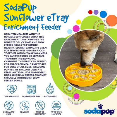 Sunflower Slow Feeder Dog Bowl - Shallow eTray Enrichment Lick Mat | USA Made ETRAY SodaPup/True Dogs, LLC