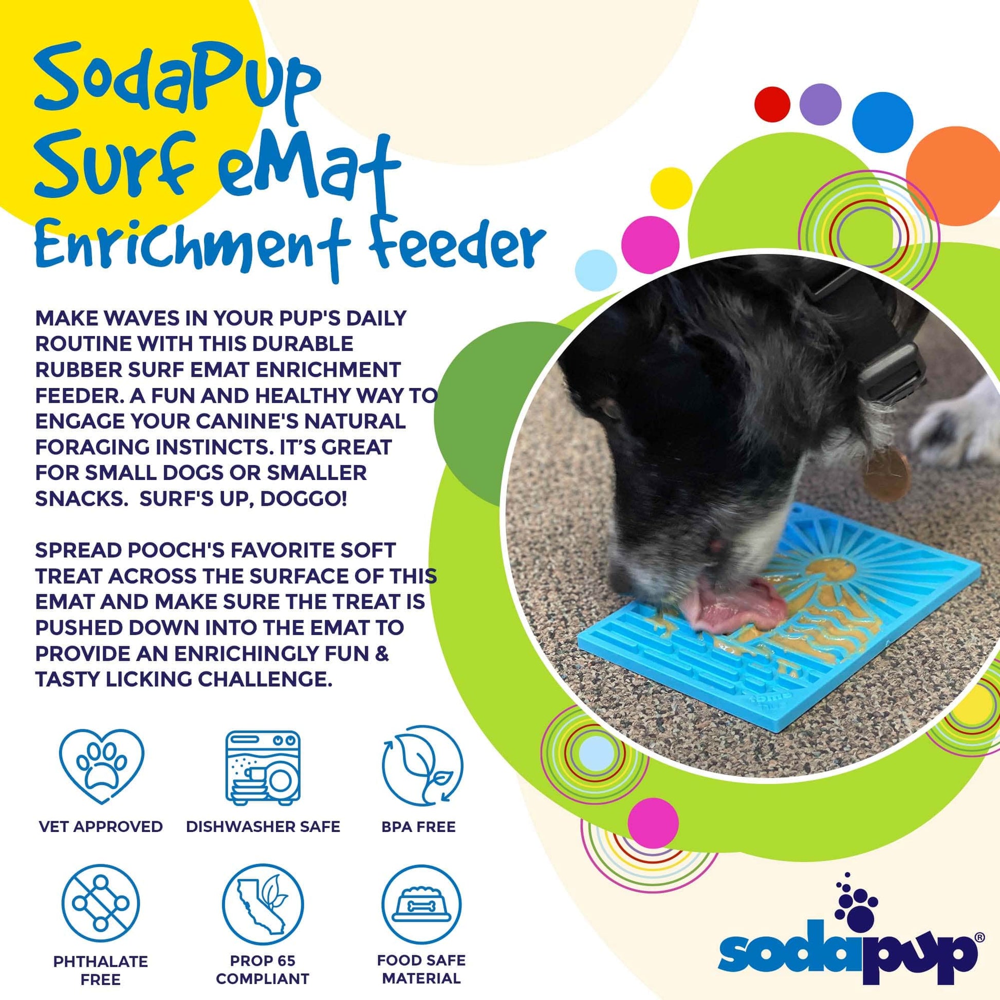 Surf's Up eMat - Small Lickmat for Dogs and Cats | Beach-Themed Design | SodaPup EMAT SodaPup/True Dogs, LLC