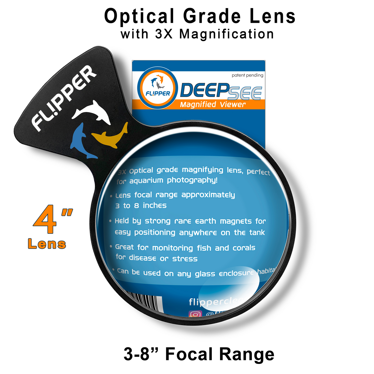 DeepSee Viewer Black 4" Aquarium Viewer Flipper Aquarium Products