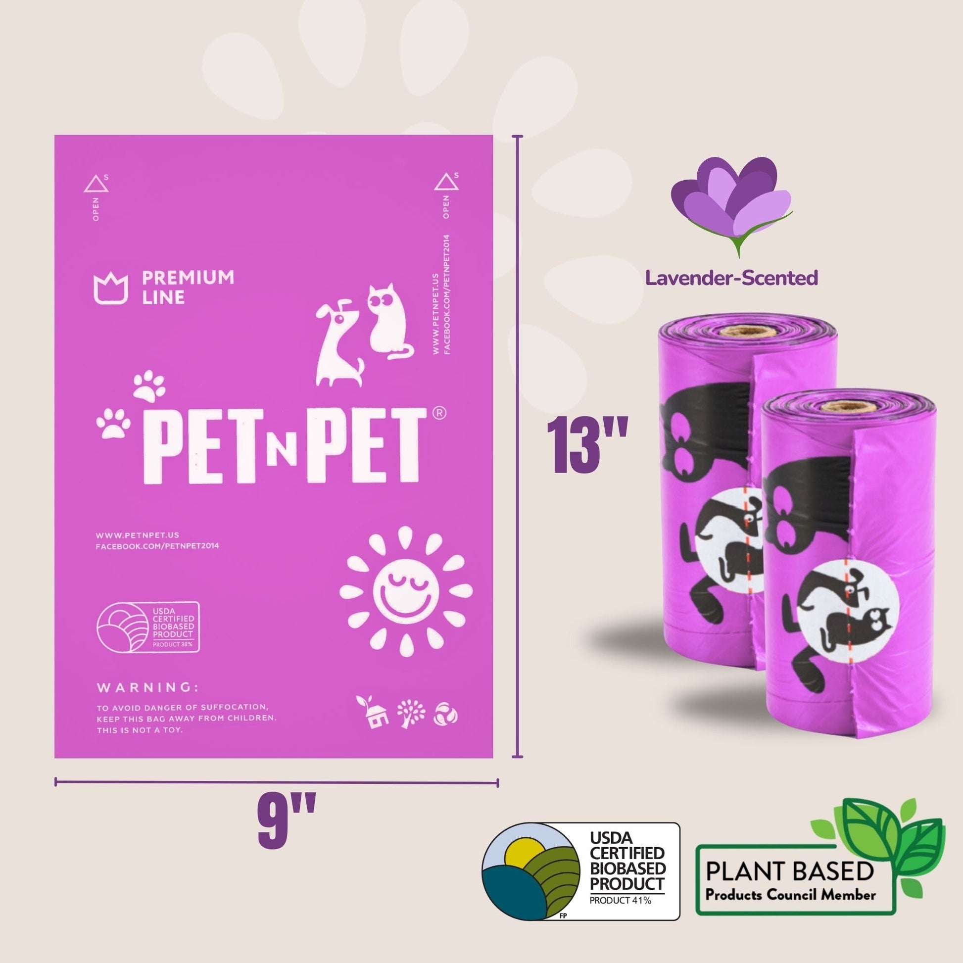 Premium Lavender-Scented Poop Bags Pet Waste Bags Pet N Pet ®
