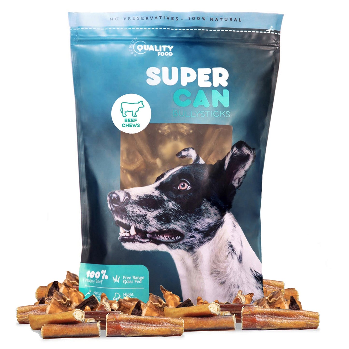3"-5" Super Bully Bites 8oz bag Bully Sticks for Dogs SuperCan Bully Sticks
