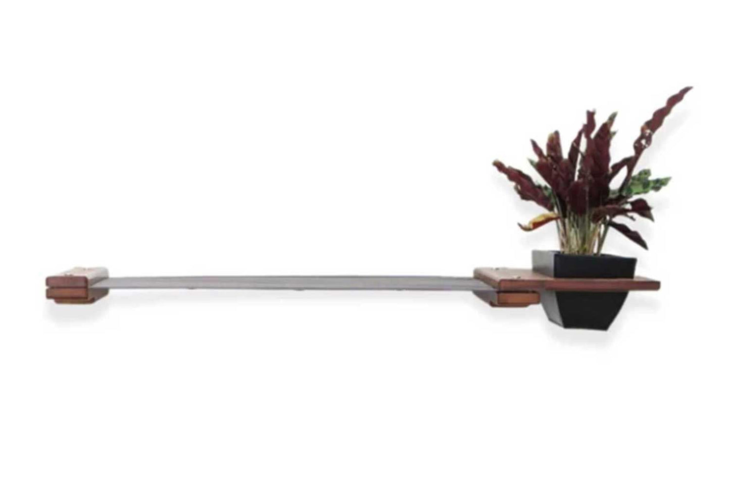 Cat Hammock Wall with Planter English Chestnut Bamboo Charcoal Gray Canvas 32" Cat Hammock Catastrophic Creations