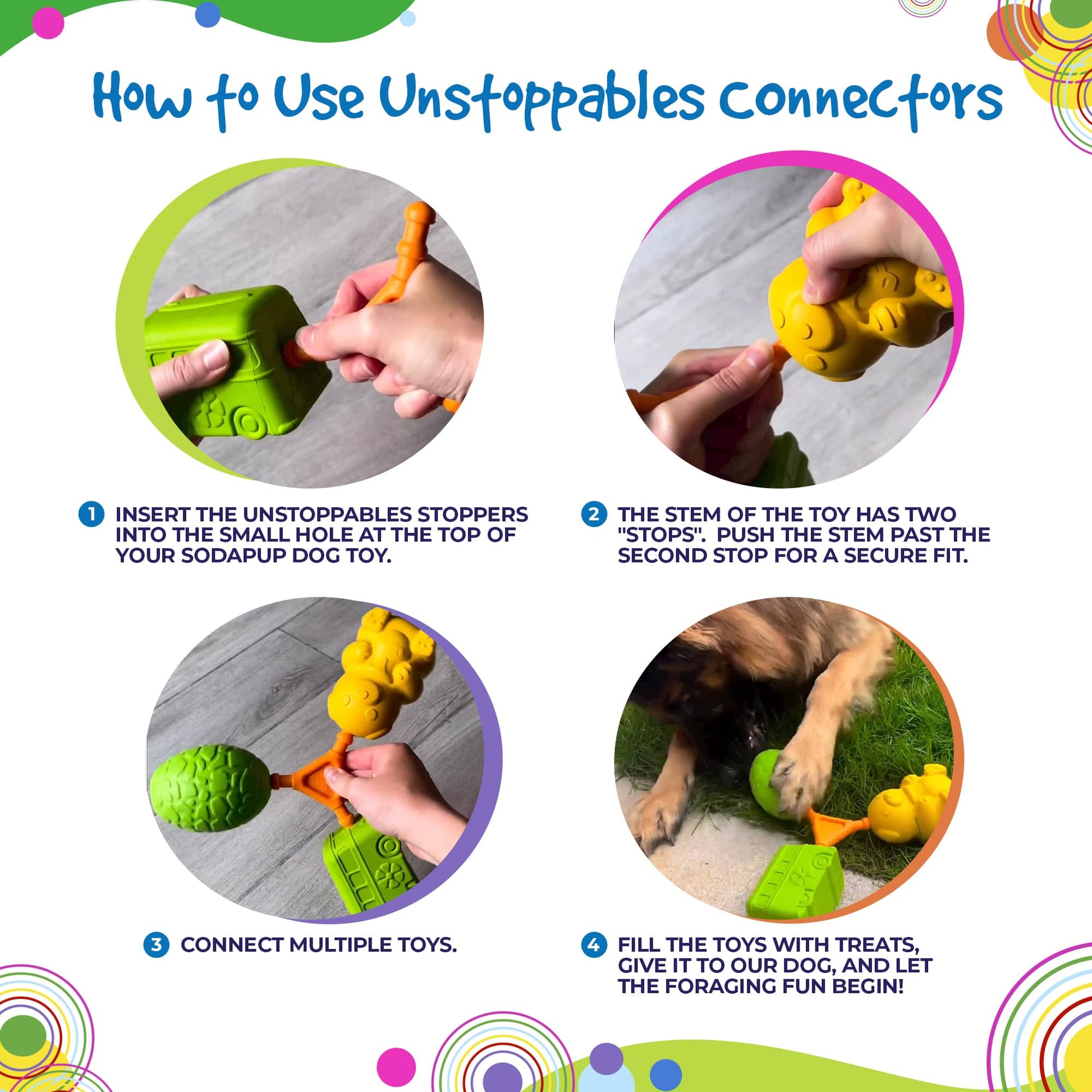 Unstoppables Connectors for SodaPup Rubber Treat Dispensers - 2 Pack Nylon Dog Toys SodaPup/True Dogs, LLC