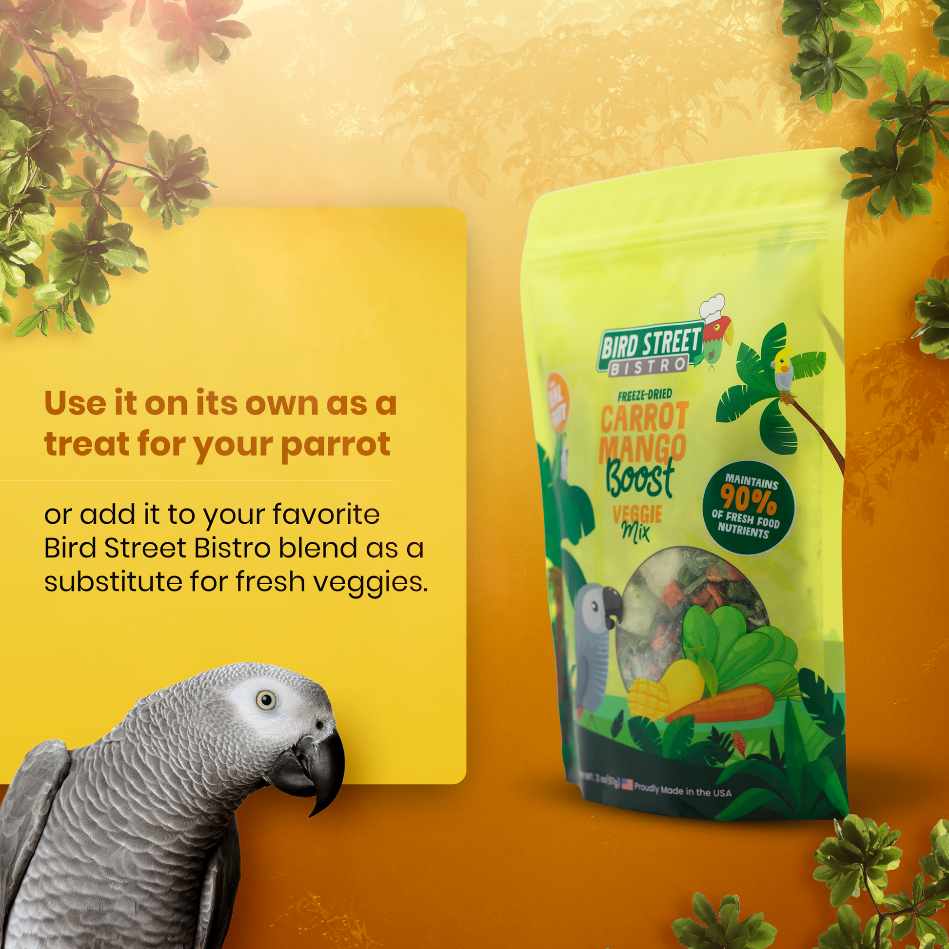Carrot Mango Boost - Parrot Veggies Mix Parrot Food Bird Street Bistro