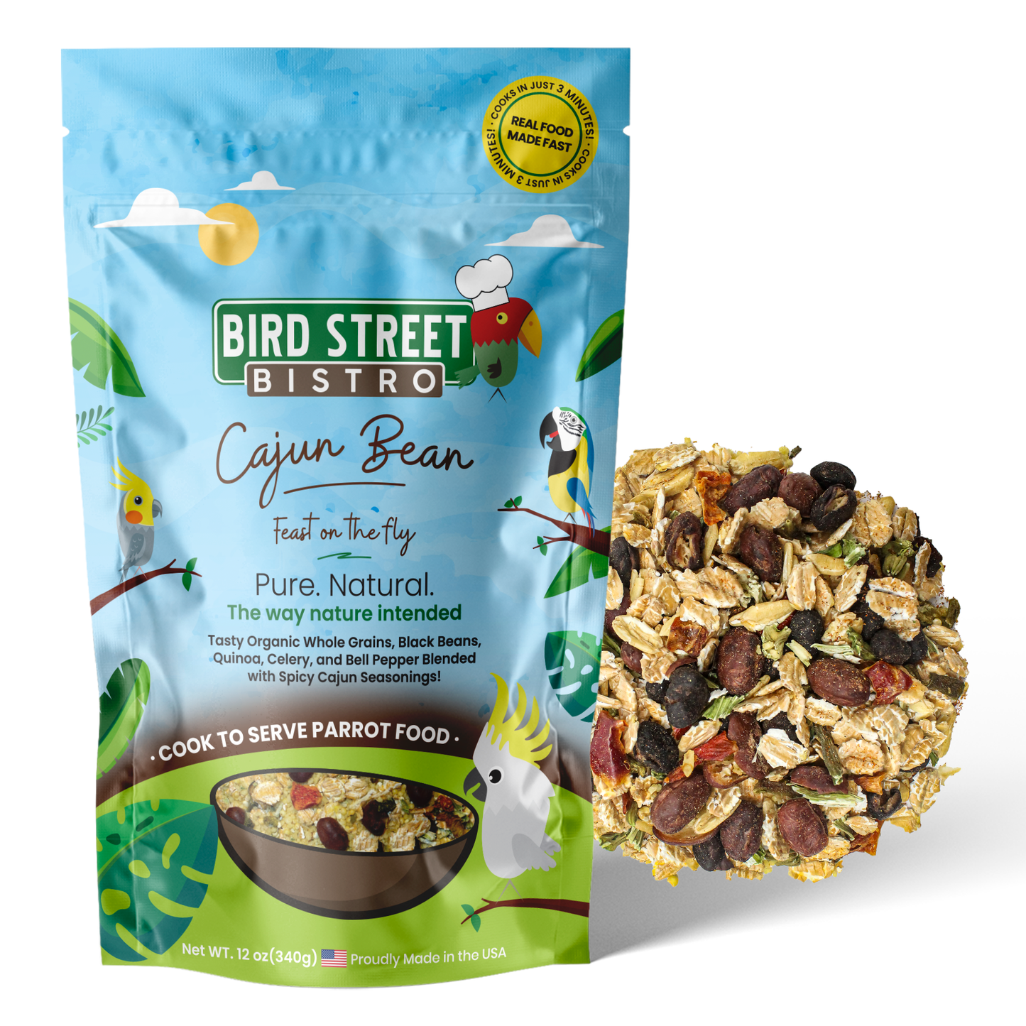 Cajun Bean - Feast on the Fly 12 oz Parrot Food Bird Street Bistro