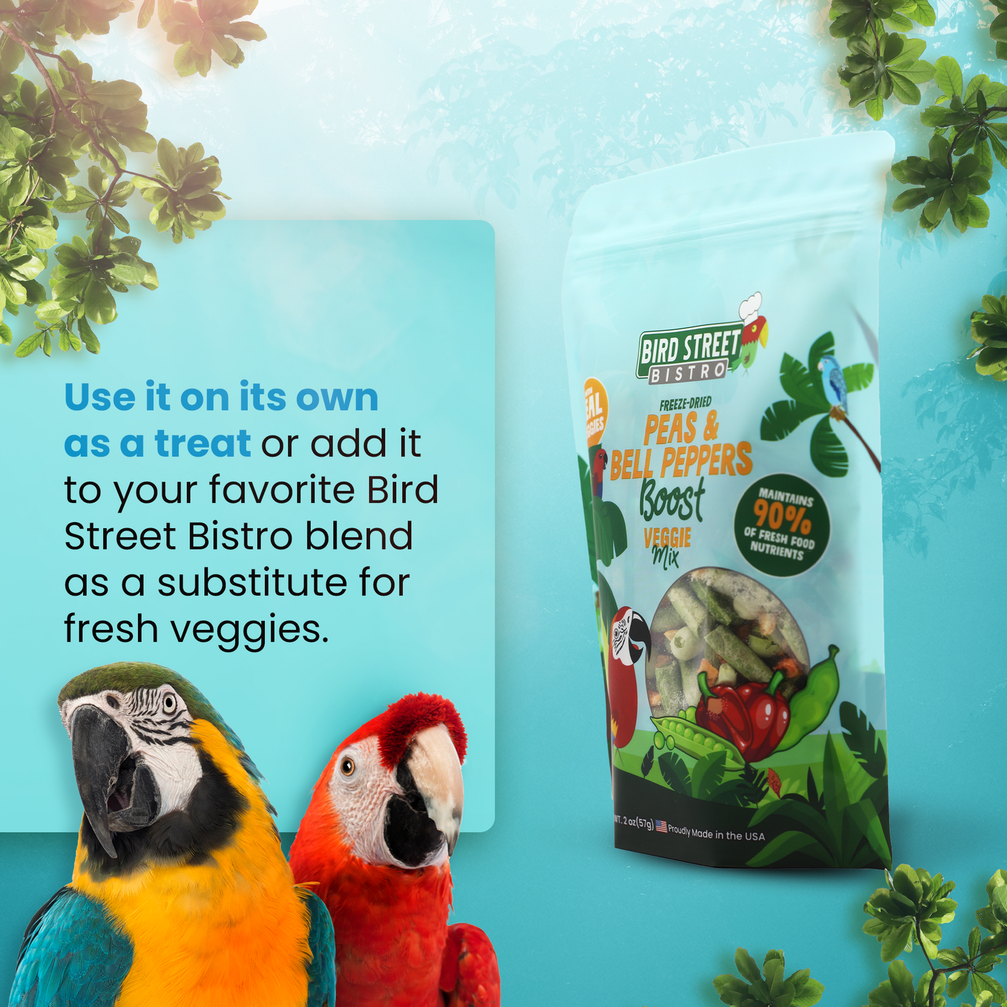 Peas & Bell Peppers Boost - Parrot Veggies Mix Parrot Food Bird Street Bistro