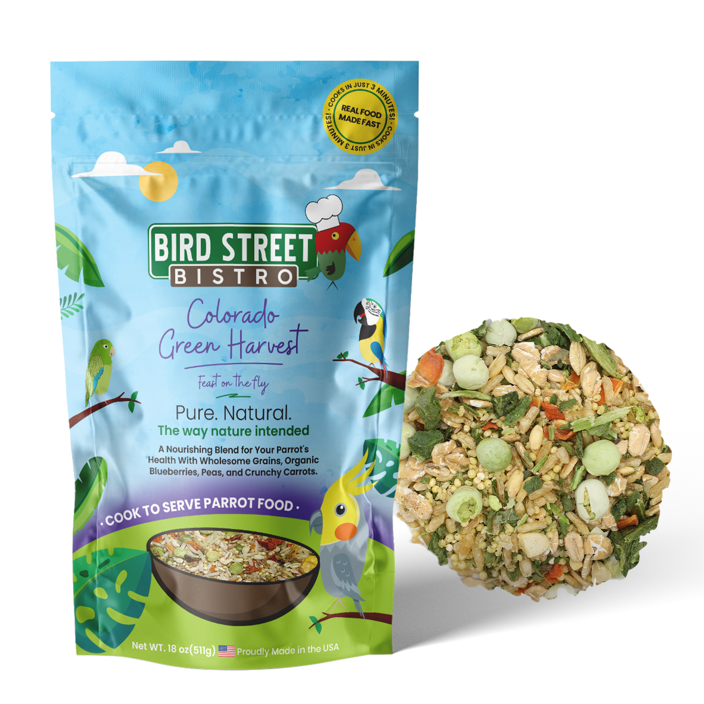 Colorado Green Harvest- Feast on The Fly 18 oz Parrot Food Bird Street Bistro