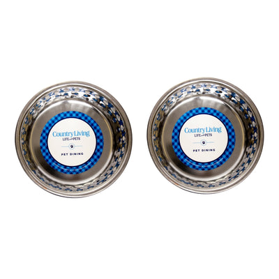 Country Living Set of 2 Hammered Stainless Steel Dog Bowls – Lavender Bowl American Pet Supplies