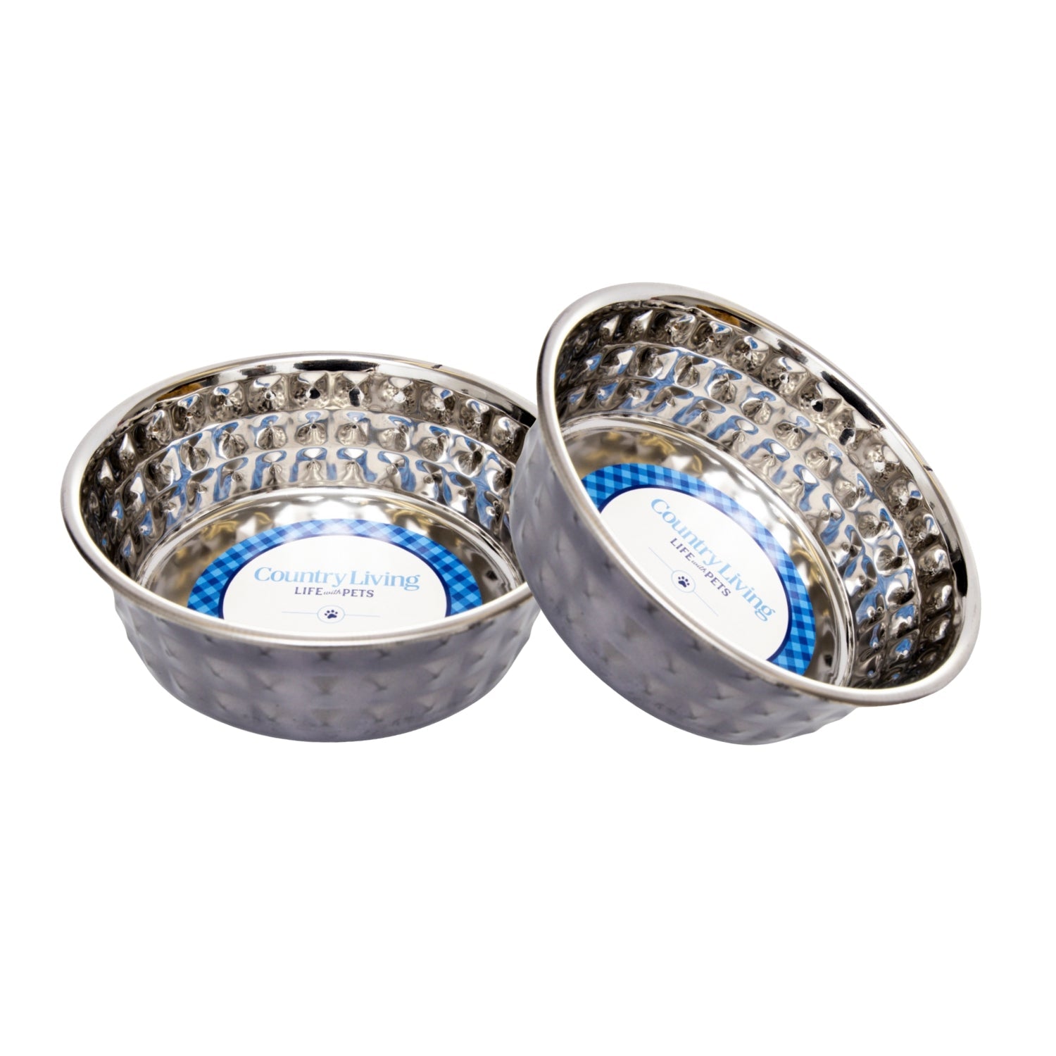 Country Living Set of 2 Hammered Stainless Steel Dog Bowls – Black Pearl Bowl American Pet Supplies