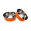 Country Living Set of 2 Heavy Gauge Stainless Steel Dog Bowls - Perfect for Food & Water Orange Bowl American Pet Supplies