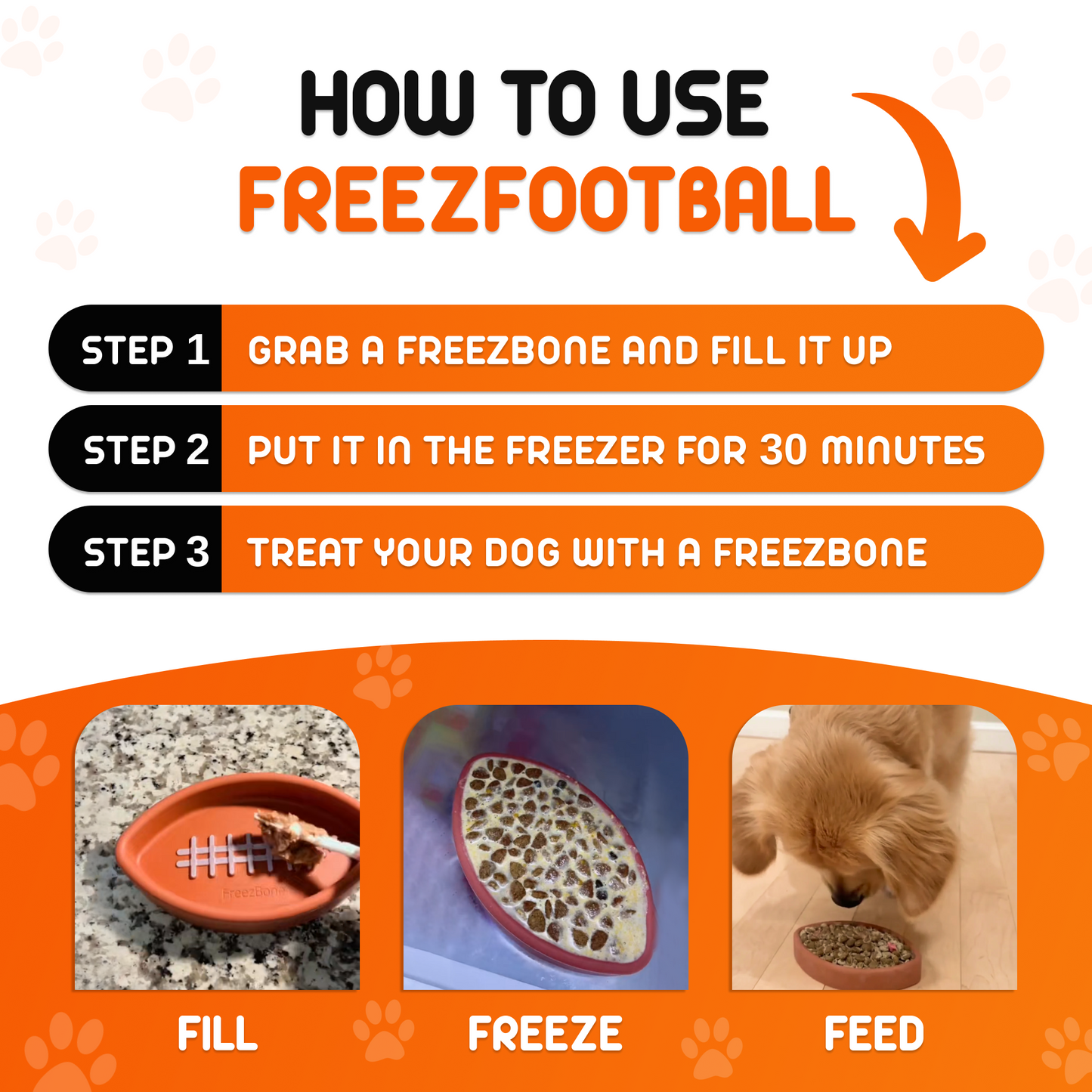 FreezFootball - Tough Enrichment Football Toy Freezbone