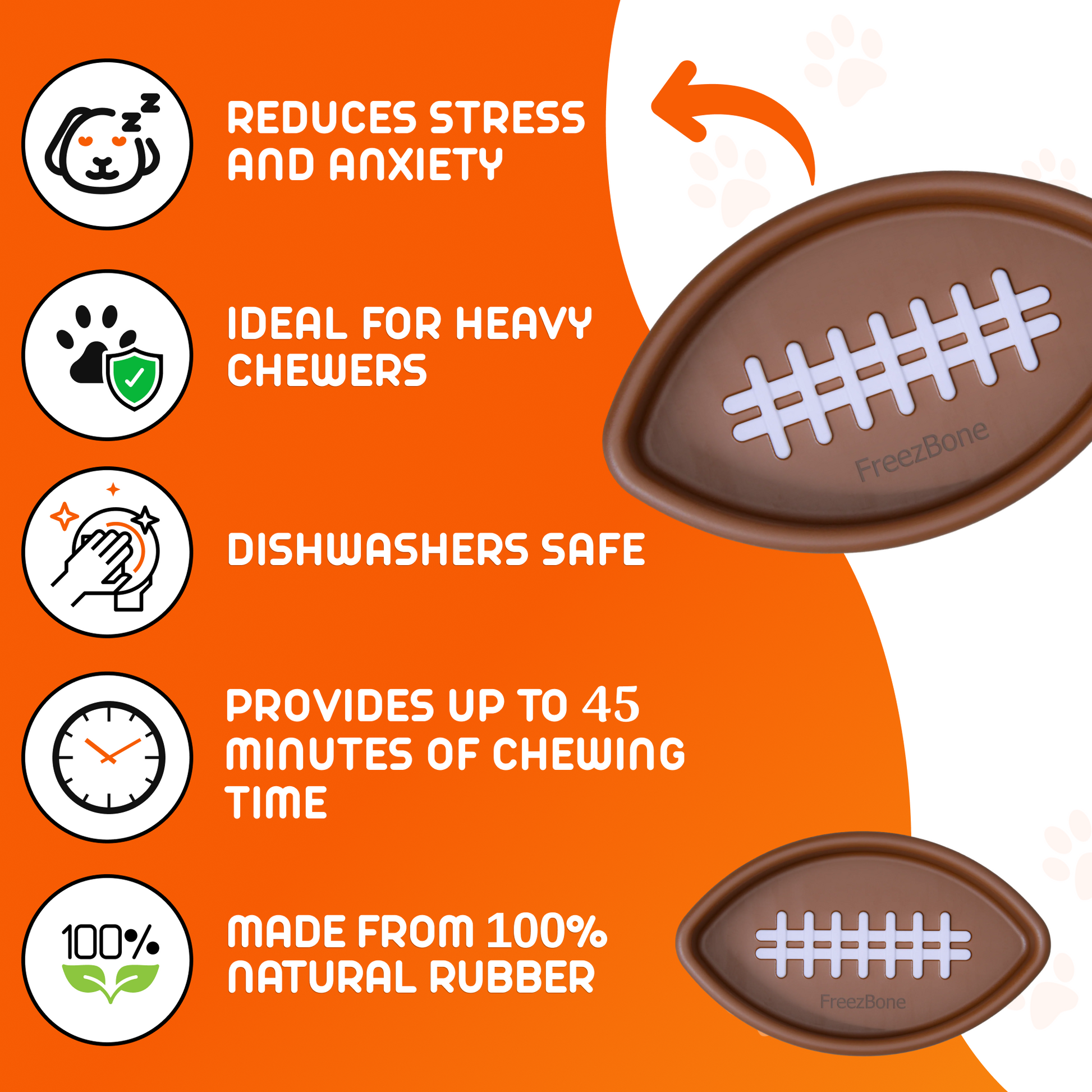 FreezFootball - Tough Enrichment Football Toy Freezbone