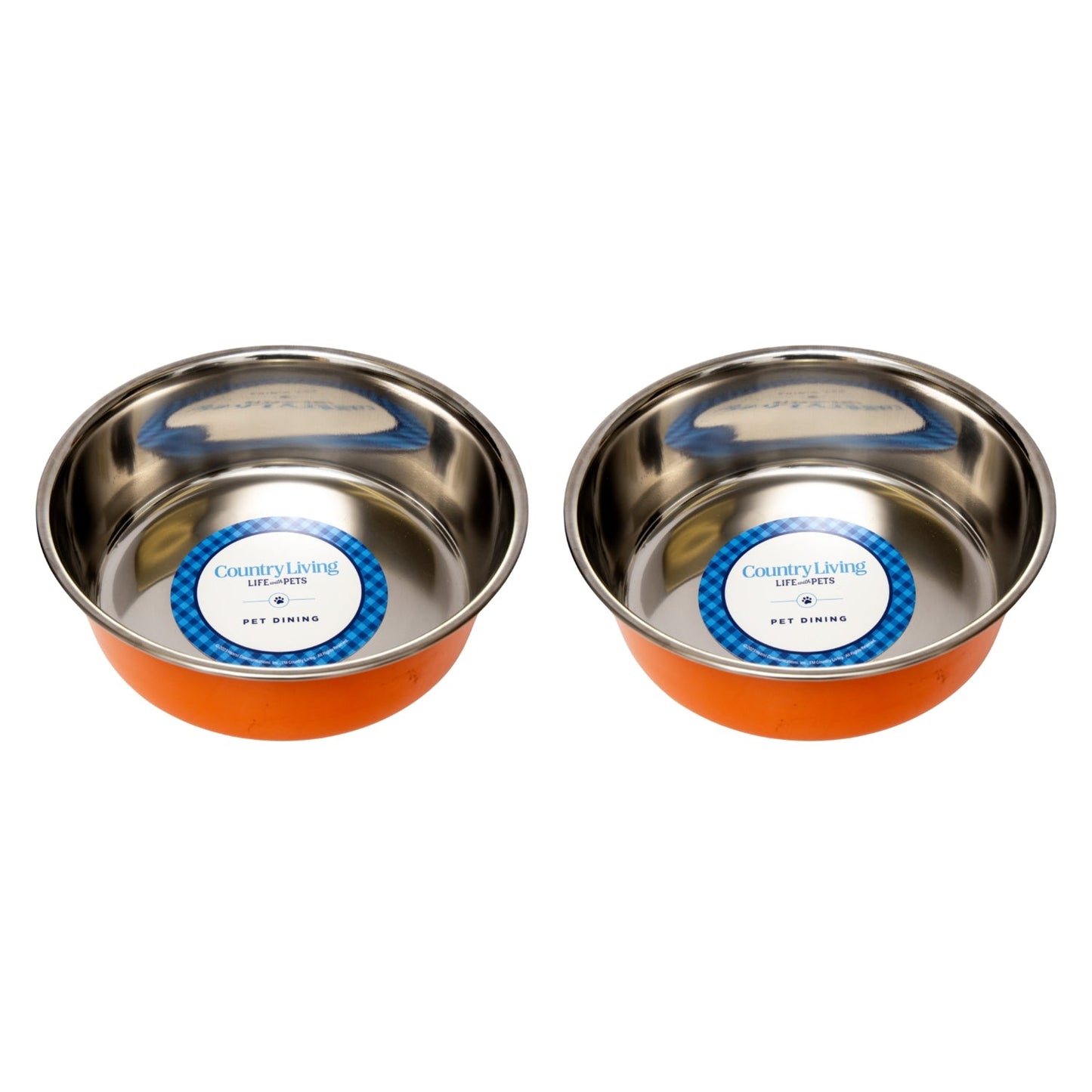 Country Living Set of 2 Heavy Gauge Stainless Steel Dog Bowls - Perfect for Food & Water Bowl American Pet Supplies