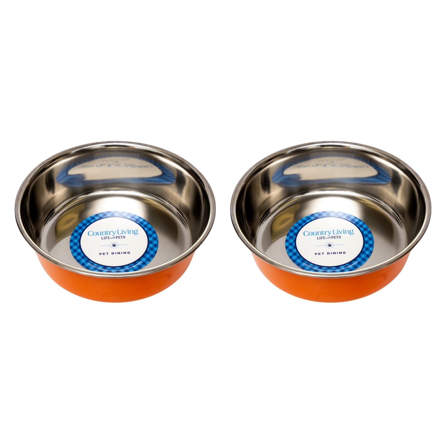 Country Living Set of 2 Heavy Gauge Stainless Steel Dog Bowls - Perfect for Food & Water Bowl American Pet Supplies