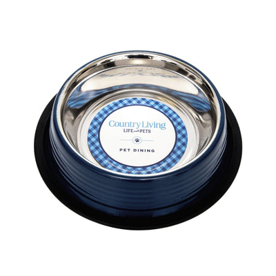 Country Living Set of 2 Ribbed Non-Slip Pet Bowls – Poseidon Blue Ribbed Bowls American Pet Supplies