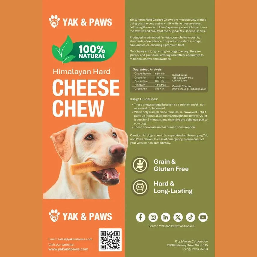 Yak Cheese Chews 100% Natural - 5 lb K9 Outdoors
