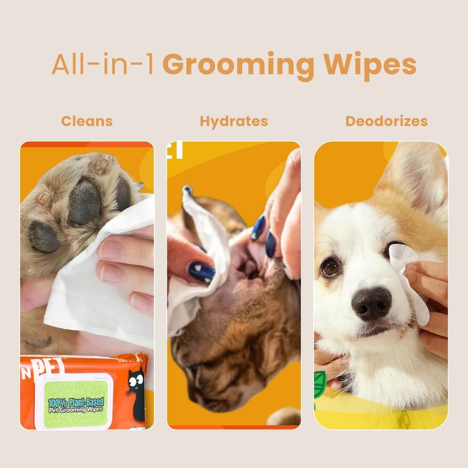 Dog Wipes Cleaning & Deodorizing 100 Count Pet Wipes Pet N Pet ®